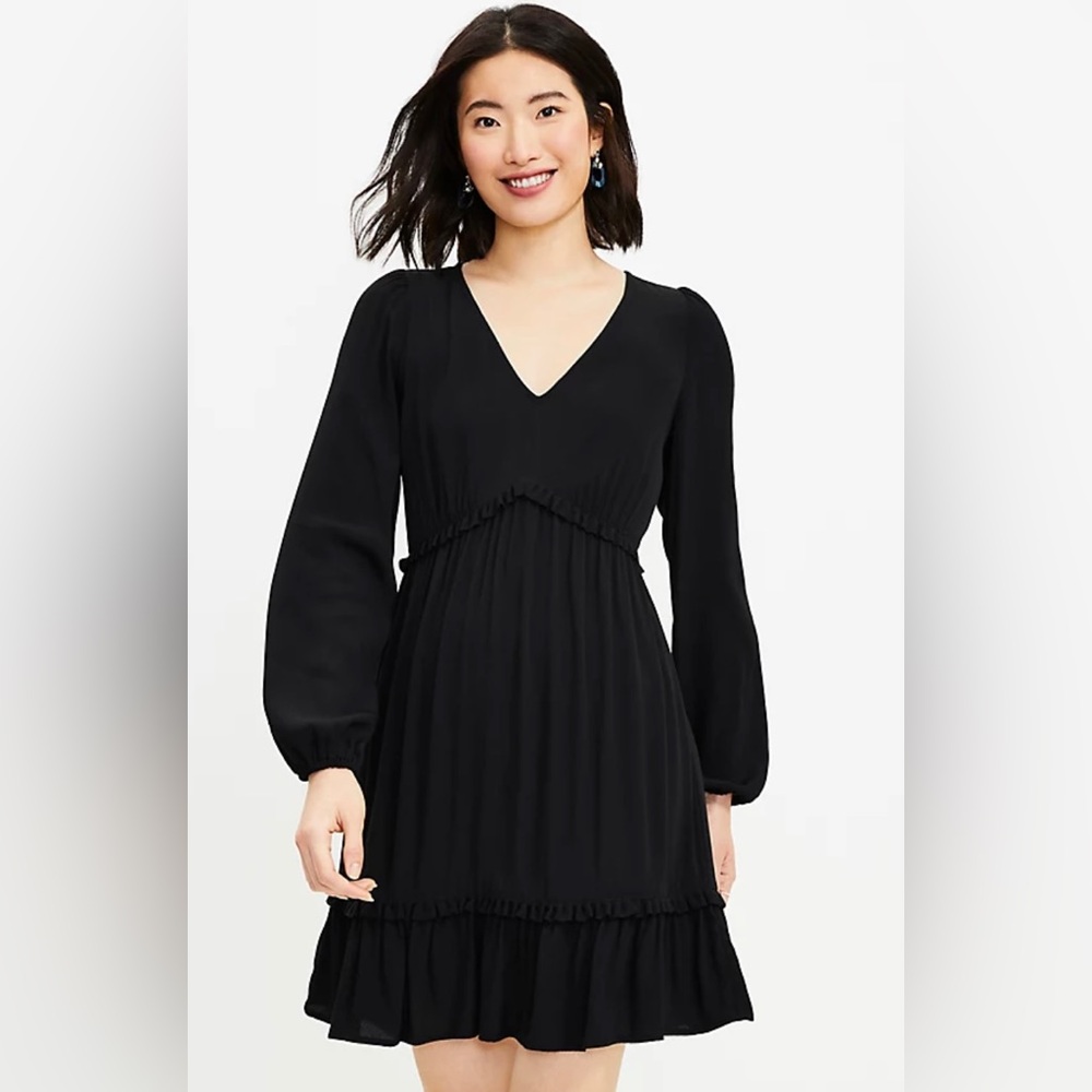 Loft Ruffle V-neck Swing Dress